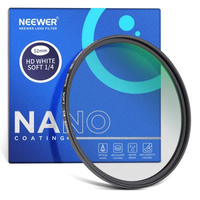 NEEWER 52mm Soft White Diffusion 1/4 Cinematic Dream Mist Effect, Ultra Thin Waterproof and Scratch Resistant, 30 Layers Coated Nano HD Optical Glass for Video/Portraits