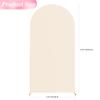 Wokceer 6.6FT Wedding Arch Cover Spandex Fitted Wedding Arch Stand Covers Round Top Chiara Arch Backdrop Cover for Birthday Party Ceremony Banquet Decoration Beige view 2