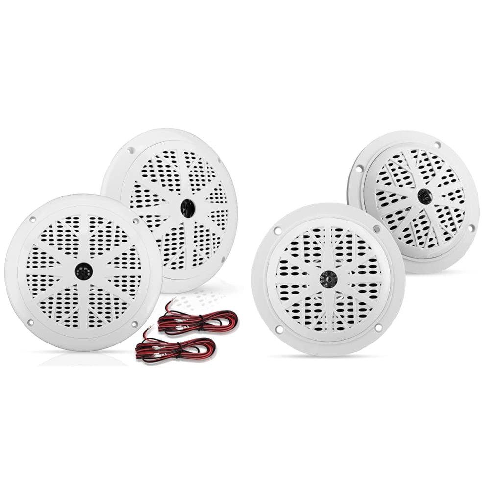 6.5 Inch Dual Marine Speakers Waterproof and Weather Resistant Outdoor Audio Stereo Sound System & 4 Inch Dual Marine Speakers-Waterproof and Weather Resistant Outdoor Audio Stereo Sound System