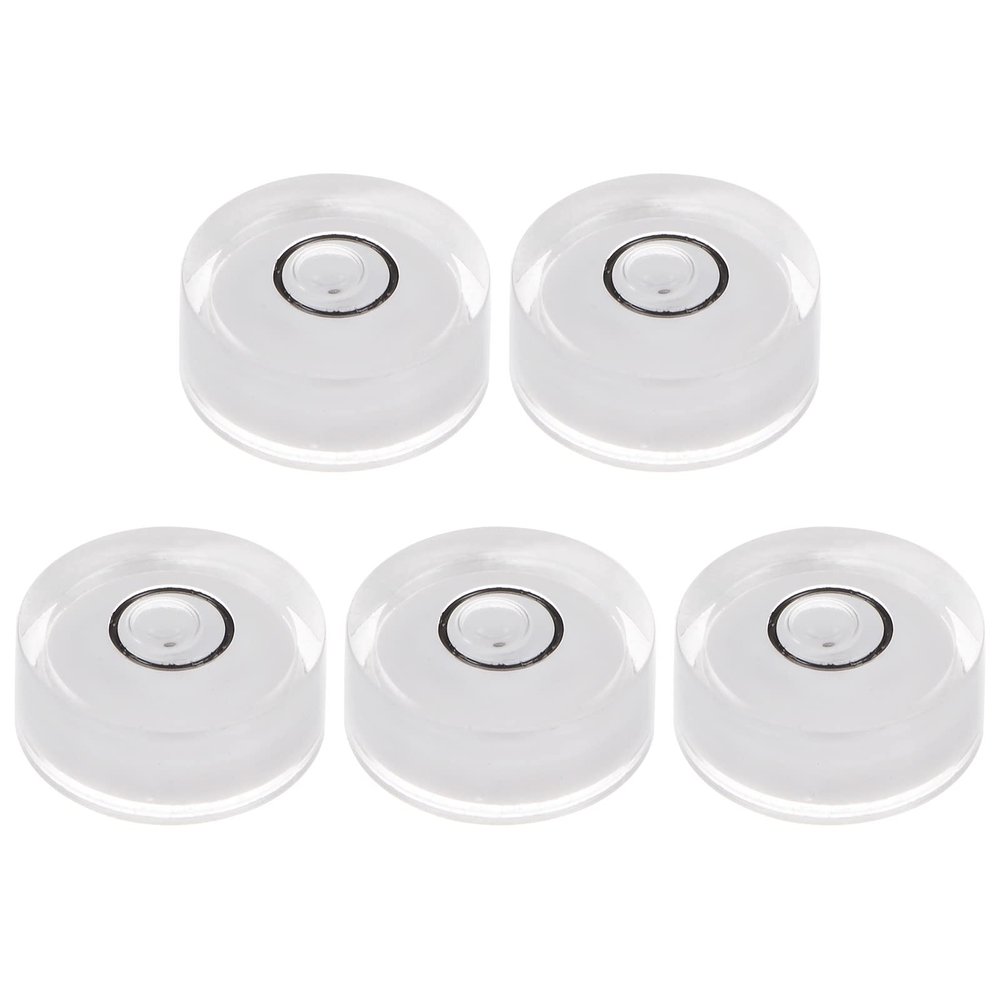 HARFINGTON 5pcs Round Bubble Level 15x6mm Mini Circular Bullseye Spirit Levels for Leveling Camera Tripod Telescope Workshop Turntable Pictures Frame, White