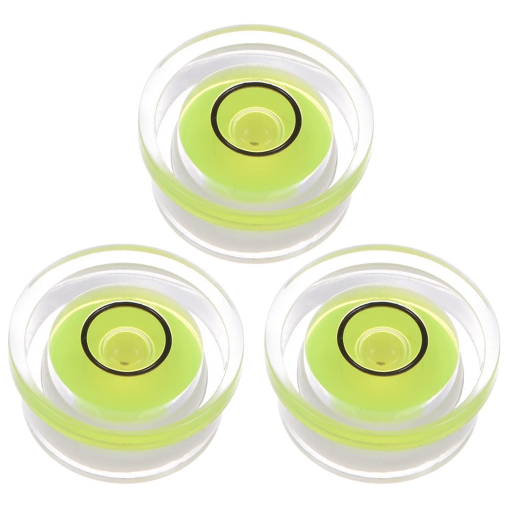 HARFINGTON 3pcs Round Bubble Level 16x7.5mm Mini Circular Bullseye Spirit Levels for Leveling Camera Tripod Telescope Workshop Turntable Pictures Frame, Lime