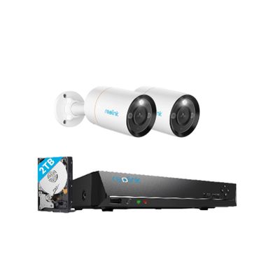 REOLINK 12MP PoE IP Camera Outdoor, Bullet Surveillance Cameras for Home Security, Smart Human/Vehicle/Pet Detection, 700lm Color Night Vision, 2XRLC-1212A Bundle1x8ch NVR(2TB HDD)