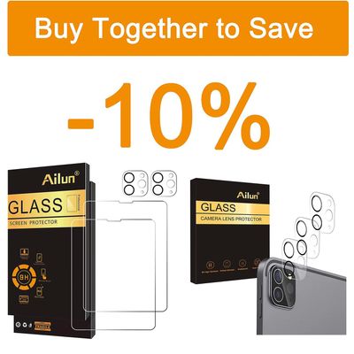 Ailun for iPad Pro 11 inch (4th/3rd/2nd Generation) and iPad Pro 12.9 Inch (6th/5th/4th Generation) Camera Lens Protector and 2 Pack Screen Protector for iPad Pro 12.9in+2 Pack Camera Lens Protector