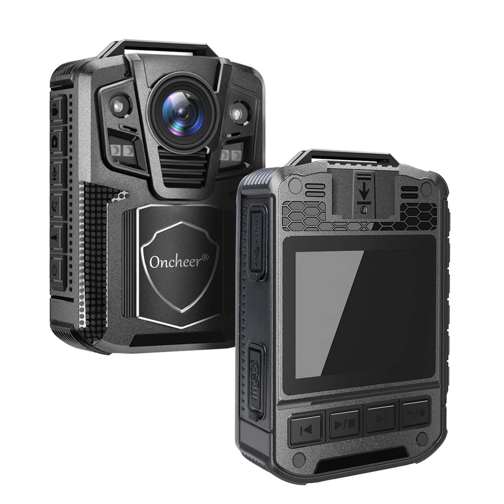 1080P Patrol Police Infrared Night Vision Body Camera with 64G SD Card, Shoulder & Waist Clip, Vedio Audio Recorder Bodycam with 2in Screen, 24H Continous Record for Law Enforcement Security Outwork