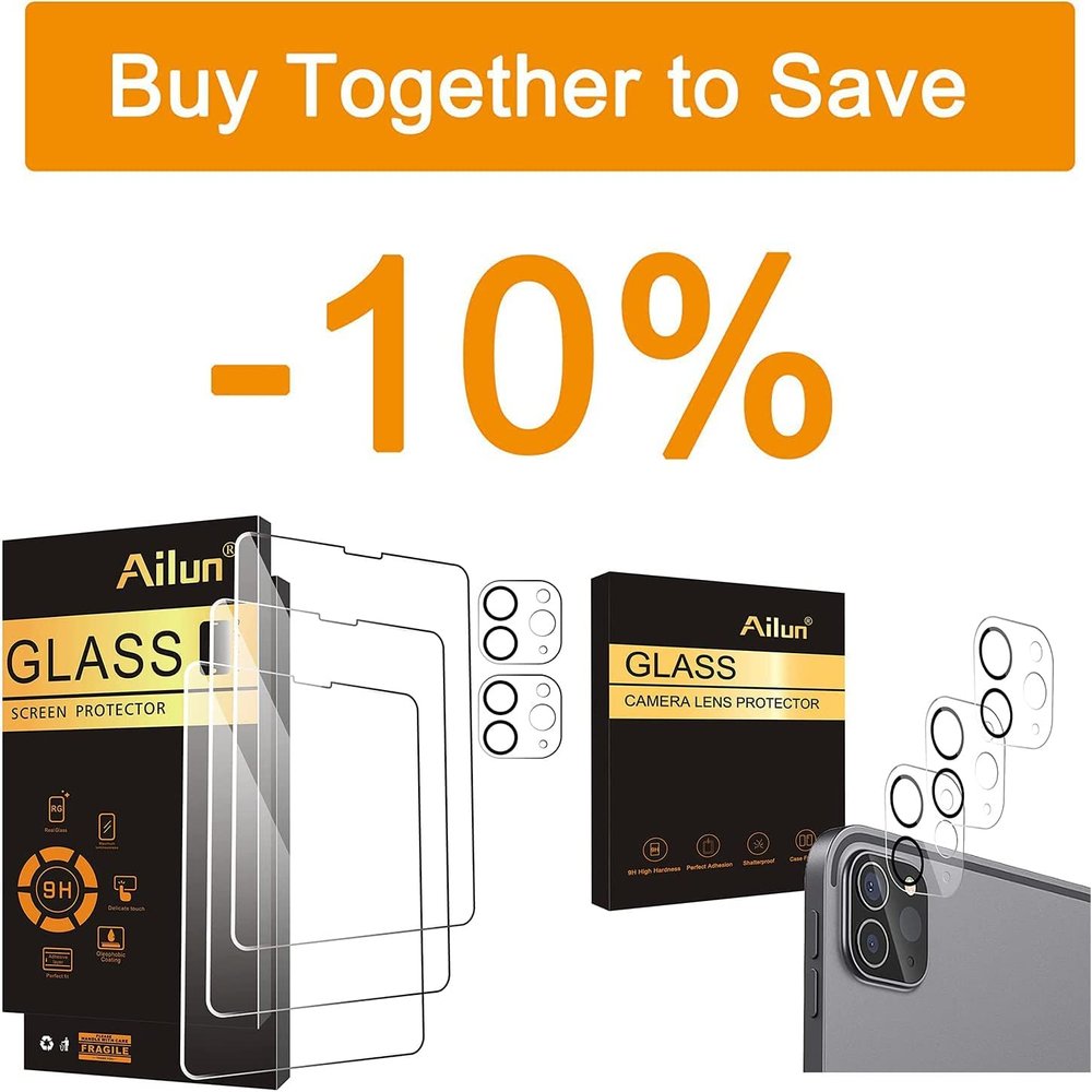 Ailun for iPad Pro 11 inch (4th/3rd/2nd Generation) and iPad Pro 12.9 Inch (6th/5th/4th Generation) Camera Lens Protector 3 Pack and Screen Protector for iPad Pro 11 inch 3 Pack+2 Pack Lens Protector