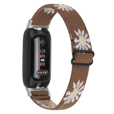TenCloud Stretch Bands Compatible with Fitbit Inspire 3 Bands Nylon Strap Floral Breathable Adjustable Stretchy Loop Wristband Intended for Fitbit Inspire 3 (Brown)