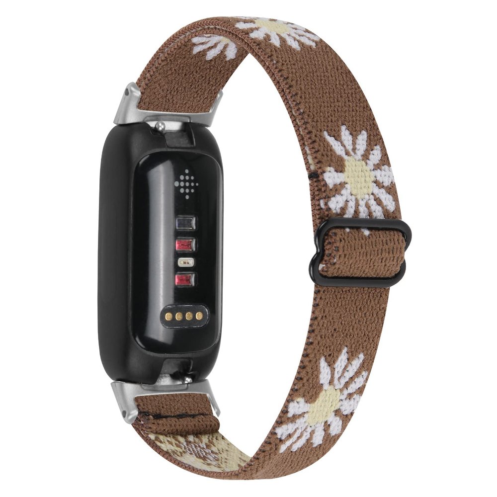 TenCloud Stretch Bands Compatible with Fitbit Inspire 3 Bands Nylon Strap Floral Breathable Adjustable Stretchy Loop Wristband Intended for Fitbit Inspire 3 (Brown)