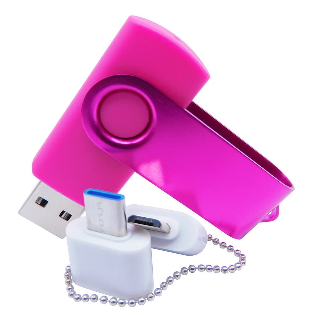 16GB USB Flash Drives Memory Sticks Thumb Drive with OTG & Type-C Transformer (Pink)