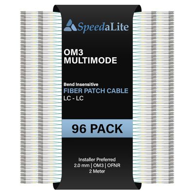 2 Meter - 96 Pack OM3 Multimode Duplex Fiber Patch Cable, LC-LC Connector, 10Gig OFNR Rated, High Speed Corning Glass for Network, Data Center, LAN, FTTH, Telecom