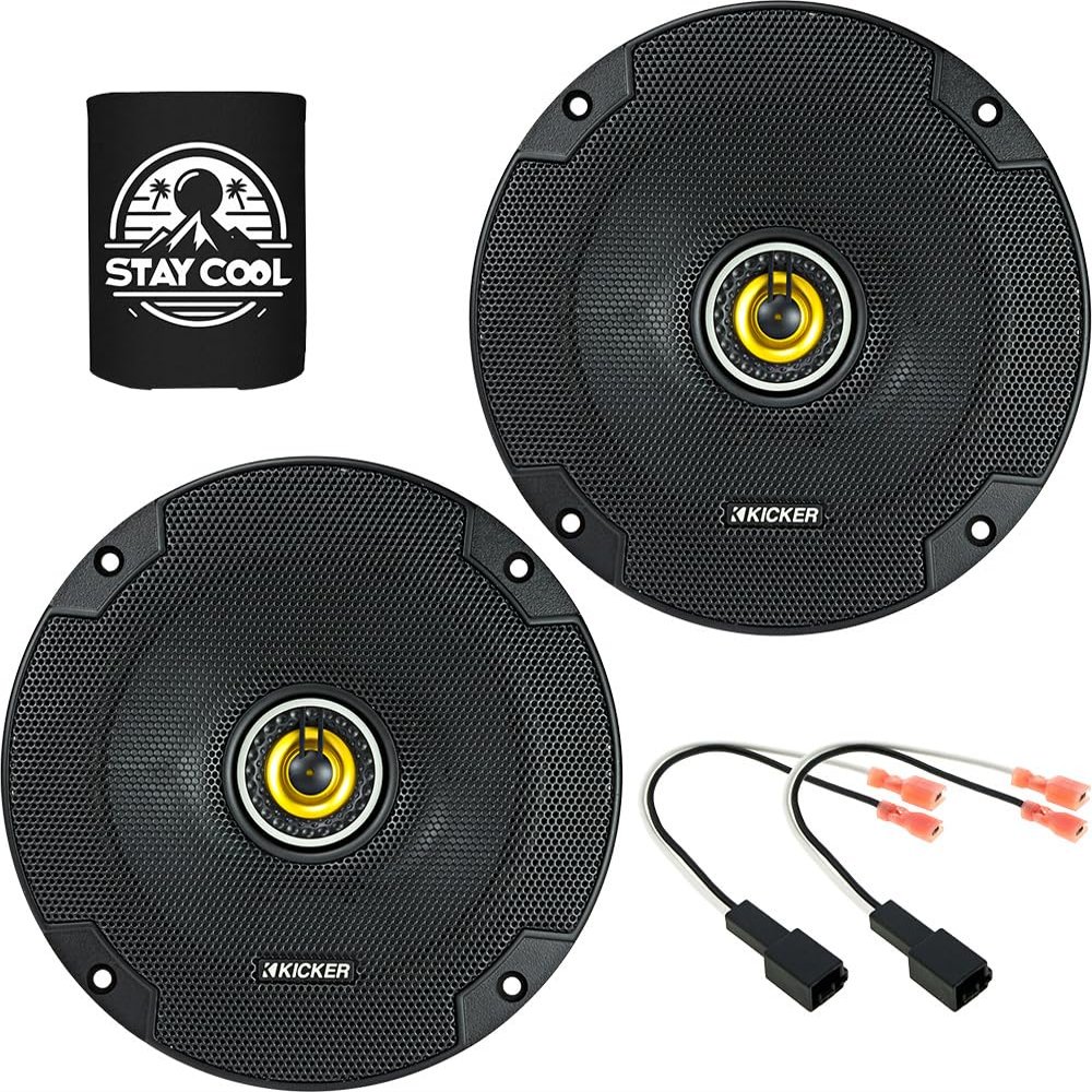 KICKER Speakers 6.5 inch for Toyota Corolla 2019-2020 Upgrade Kit - Pair of CS Series with Harness, Coaxial 6 1/2 Car Audio Front Door Speaker CSC65, 46CSC654