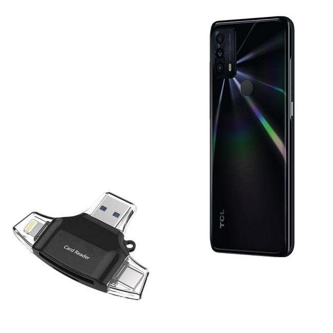 BoxWave Smart Gadget Compatible with TCL 20B - AllReader SD Card Reader, microSD Card Reader SD Compact USB - Jet Black