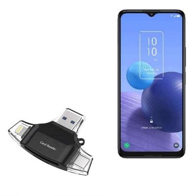 BoxWave Smart Gadget Compatible with TCL 408 - AllReader SD Card Reader, microSD Card Reader SD Compact USB - Jet Black