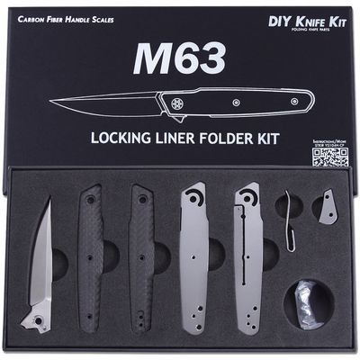 EZSMITH Knife Making Kit - M63 - DIY Folding Knife Series - (Parts Kit) - (w/Carbon Fiber Handle Scales) - (Gift Boxed) - (USA Design) - (by KnifeKits)