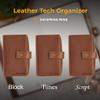 Dayspring Pens | Tech Cord & Accessories Travel Organizer for Electronics - Full Grain Leather. Add Organization to Your Power Cords and Cables. Message or Monogram Available. view 4