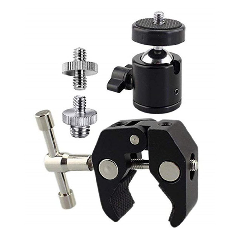 Aluminum Alloy Clamp Tripod Mount 360 Rotation Ball Head 1/4"-20 Replacement for DSLR Camera Tripod Monitor Accessory