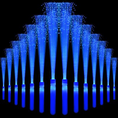 NUDALA 24 Pack Blue Glow Fiber Optic Wands Bulk Light up Wand Glow Sticks with 3 Light Modes for Christmas Valentine's Day Easter 4th of July Concerts Clubs