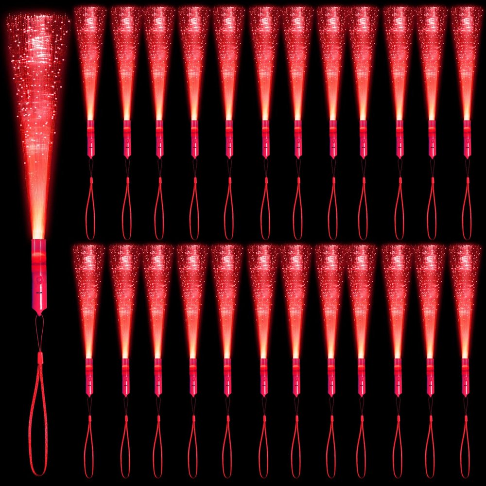 NUDALA 36 Pack Red Glow Fiber Optic Wands Bulk Light up Wand Glow Sticks with 3 Lighting Modes for Christmas Valentine's Day 4th of July Concerts Clubs Wedding Birthday