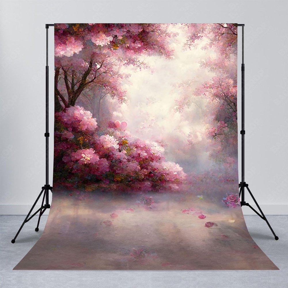 Avezano Cherry Blossom Backdrop Oil Painting Spring Flower Backdrops for Photography Wedding Ceremony Birthday Newborn Portrait Studio Booth Props, 6x8ft