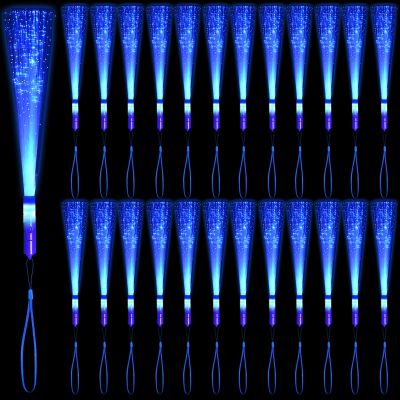 NUDALA 36 Pack Blue Glow Fiber Optic Wands Bulk Light up Wand Glow Sticks with 3 Lighting Modes for Mardi Gras 4th of July Halooween Concerts Clubs Wedding Birthday