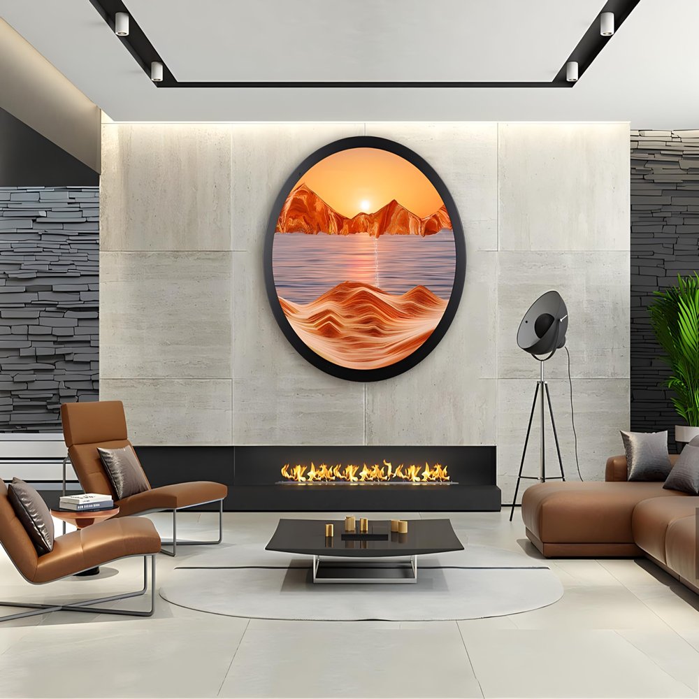JYBBGO Sand Art, Sand Art Liquid Motion, 360 Rotate Wall Mounted Home Office Work Decor (23.6'', orange2)