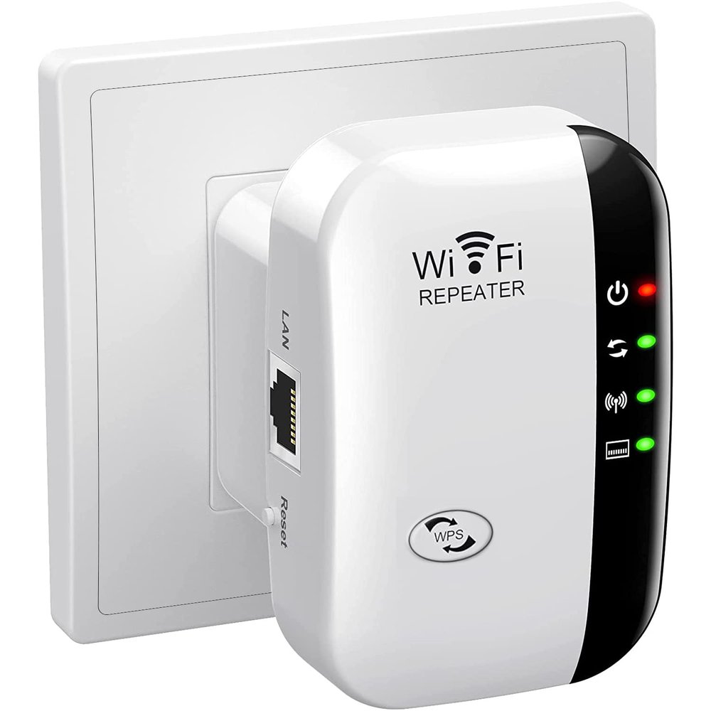 WiFi Extender Signal Booster Up to 3000sq.ft and 30 Devices, WiFi Range Extender, Wireless Internet Repeater, Long Range Amplifier with Ethernet Port, 1-Key Setup, Access Point, Alexa Compatible