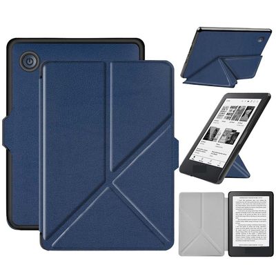 YEDUZN Compatible with 2022 Kobo Clara 2E 6" E-Book Leather Case Folding Protective Intelligent Wake-Up Anti Falling Case (Color : Navy)