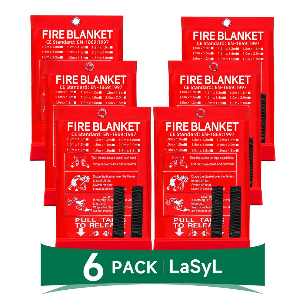 LaSyL Blanket Emergency for Home, 40" x 40"(Pack of 6), Fire Supression Blanket Good for Home Safety, Kitchen, and Camping,Hurricane Preparedness Items