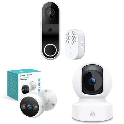 Kasa Smart Video Doorbell + Indoor Security Camera + Outdoor Security Camera Bundle (KD110 + EC70 + KC420WS)