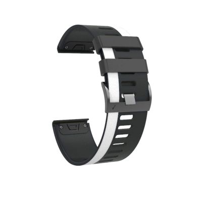 BKUANE 26 22mm Quick Release Watchband Strap for Garmin Fenix 6X 6 Pro Watch Easyfit Wrist Band Strap for Garmin Fenix 5X 5 3 3HR Watch (Color : Black White, Size : 22mmFenix 6 Pro)