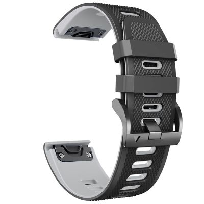 BKUANE 22 26mm Quickfit Watch Strap For Garmin Fenix 7 7X 6 6X Pro 5X 5 Plus 3 3HR Forerunner 935 945 Quick Release Silicone Watch Wristband (Color : Black Gray, Size : Fenix 6X 6XPro)