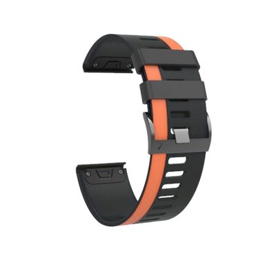 BKUANE 26 22mm Quick Release Watchband Strap for Garmin Fenix 6X 6 Pro Watch Easyfit Wrist Band Strap for Garmin Fenix 5X 5 3 3HR Watch (Color : Black Orange, Size : 22mmFenix 6 Pro)