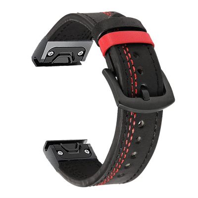 BUDAY Sport Leather Watchband Strap for Garmin Fenix 6X 6 Pro 5X 5 Plus 3 HR 935 945 22 26mm EasyFit Quick Release Smart Wrist Band (Color : Preto, Size : Forerunner 935 945)