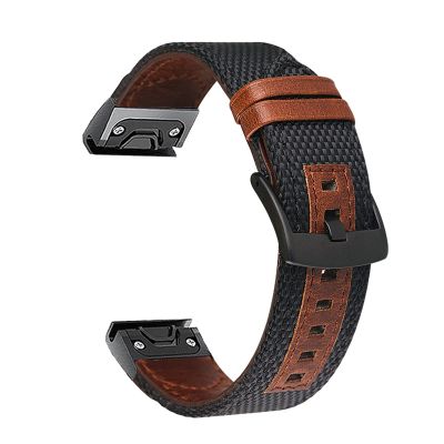 CYSUE 22 20 26mm Quick Release EasyFit smart for Garmin Fenix 6X 6 Pro 5 5X 5S Plus 3 HR Canvas Strap for Forerunner 935 945 Watchband (Color : Preto, Size : Forerunner 935 945)