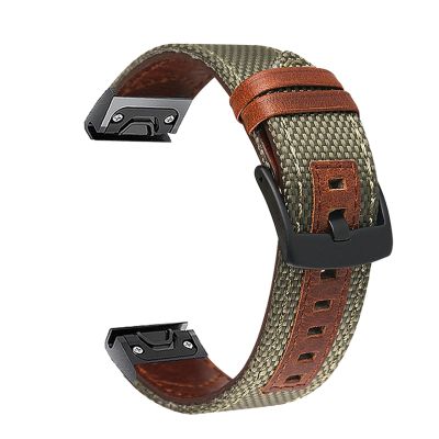 CYSUE 22 20 26mm Quick Release EasyFit smart for Garmin Fenix 6X 6 Pro 5 5X 5S Plus 3 HR Canvas Strap for Forerunner 935 945 Watchband (Color : Army Green, Size : 22mm Fenix 5 5 Plus)