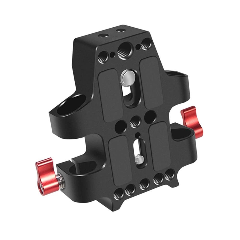 Anti-Slip Camera Alloy Cage Baseplate with Dual 15mm Rod Rail Clamp Accessory Part