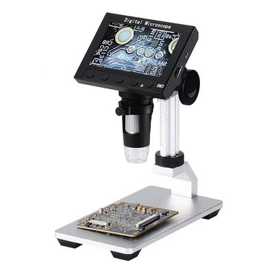 HDCSUN 1000X Digital Microscope, with 4.3in ISP Screen, Rechargeable Battery, 8 LED Lights, for Adults Kids Circuit Board Repair Soldering (Size : Metal Stand)