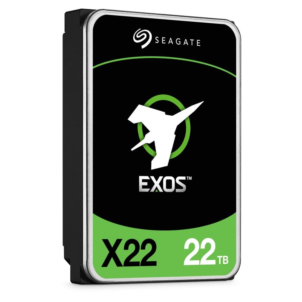 Seagate (Recertified) Exos X22 22TB Internal Hard Drive - 3.5 Inch Hyperscale SATA 6Gb/s HDD, 7200 RPM, 2.5M MTBF, 512e and 4Kn FastFormat, Low Latency with Enhanced Caching (ST22000NM001E)