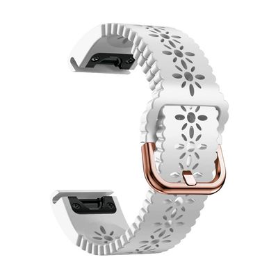 Wscebck 20mm Silicone Smart Watch Strap For Garmin Fenix 7S 6S Pro Quick Release Easy Rose Gold Buckle Wristband Bracelet Fenix 5S/5S Plus Accessories (Color : Lace White, Size : 20mm Fenix 5S Plus