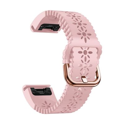 Wscebck 20mm Silicone Smart Watch Strap For Garmin Fenix 7S 6S Pro Quick Release Easy Rose Gold Buckle Wristband Bracelet Fenix 5S/5S Plus Accessories (Color : Lace Pink, Size : 20mm Fenix 5S)
