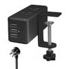 Compact Desk Edge Clamp Power Strip with 6-Outlet,3-USB-A-Port,Fit 2.4" Tabletop Edge,Table Leg.Meeoueoiu Desktop Mount Charging Power Station for Office Home,6.56ft Extension Cord,Black view 1