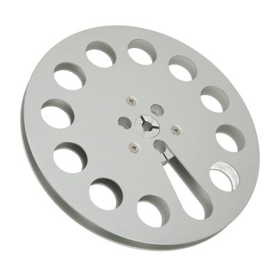 7 Inch Takeup Reel, Empty Aluminum Alloy Take Up Reel to Reel Small Hub with 11 Holes Design, Silver Nab Take Up Empty Tape Reel for 1/4 Inch Tape