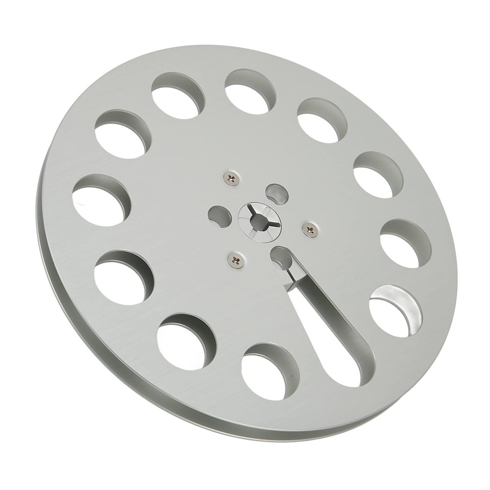 7 Inch Takeup Reel, Empty Aluminum Alloy Take Up Reel to Reel Small Hub with 11 Holes Design, Silver Nab Take Up Empty Tape Reel for 1/4 Inch Tape