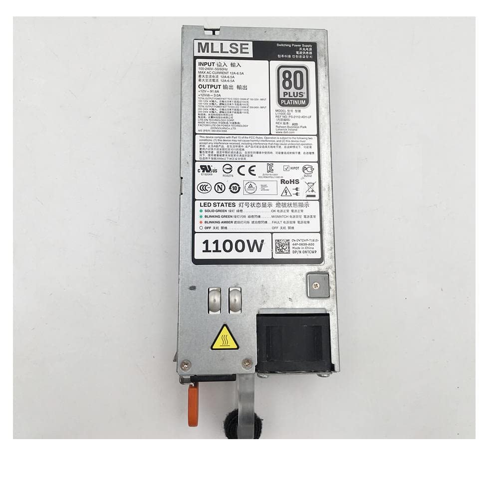 1100W for R520 R620 R720 R820 R920 Power Supply L1100E-S0 E1100E-S0 AA26510L GDPF3 NTCWP GYH9V Fully Tested