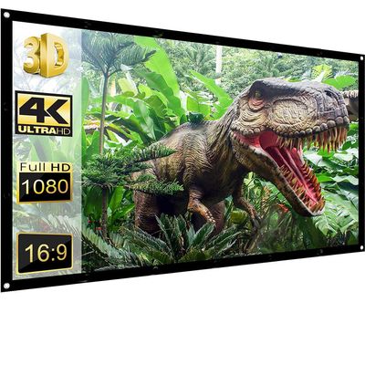 Projection Screens 40 in to 100in, Movie Projector Screen 16:9 4K Rear Front Movie Screen, Wrinkle Design, Widescreen for Movie Home Theater Cinema Office Video Game (72 inches)