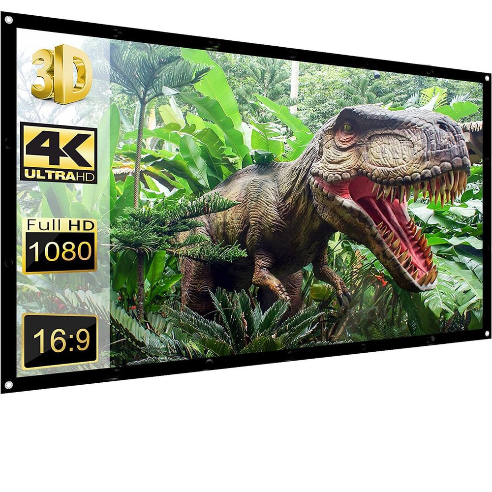 Projection Screens 40 in to 100in, Movie Projector Screen 16:9 4K Rear Front Movie Screen, Wrinkle Design, Widescreen for Movie Home Theater Cinema Office Video Game (72 inches)