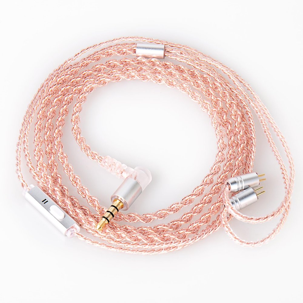 2pin Replacement IEM Cable with Mic, KBEAR 4-Core Pure Copper HiFi Earphone Wired Detachable Upgrade Cable with 3.5mm Plug for KZ ES4 ZST ZSTX EDX ZSR C10 AS10 ZS10 TRN V80 V90 (2PIN 3.5MM, with Mic)