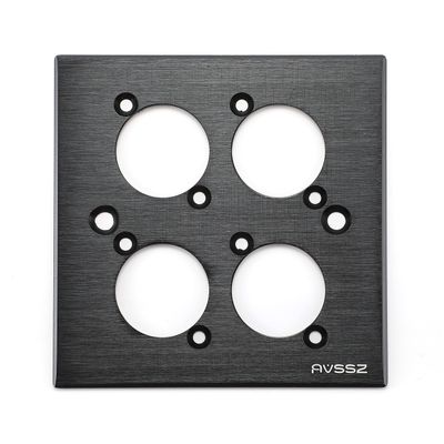 AVSSZ Type 86 Panel Al Alloy Brushed, 1/2/3/4 Hole/Blank Blank Plate Fits Type D Module XLR USB Speaker RJ45 Network RCA BNC Cable Connector Mount, 10PCS/Pack (Type 86 Panel-4 Hole,Black)