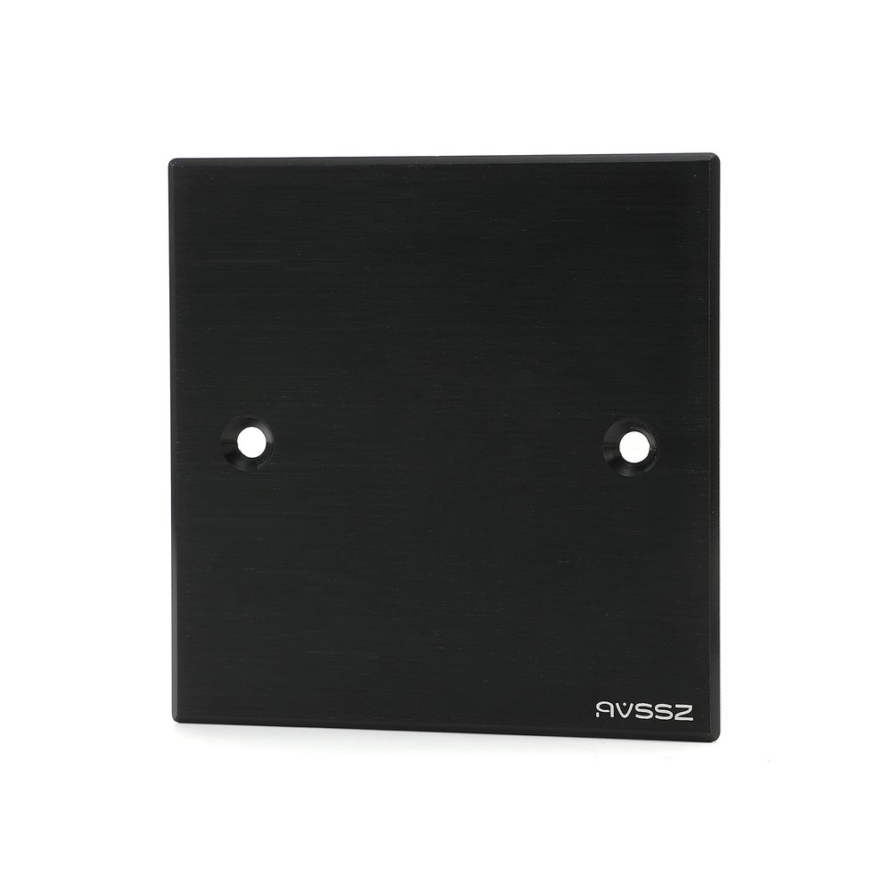 AVSSZ Type 86 Panel Al Alloy Brushed, 1/2/3/4 Hole/Blank Blank Plate Fits Type D Module XLR USB Speaker RJ45 Network RCA BNC Cable Connector Mount, 10PCS/Pack (Type 86 Blank Panel-No Hole,Black)
