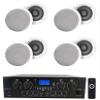 Rockville RPA40BT Bundle: 4-Zone Bluetooth Amplifier Receiver, (4) Pairs HC655 6.5" in-Ceiling Speakers White 80W RMS 500W Peak per Pair view 1