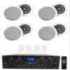 Rockville RPA40BT Bundle: 1000W 4-Zone Bluetooth Home Stereo Amplifier, (4) Pairs HC85 8-in 700W Peak/240W RMS White Ceiling Speakers, (4) VOL850 50W Stereo Volume Controllers, 9-Items view 1